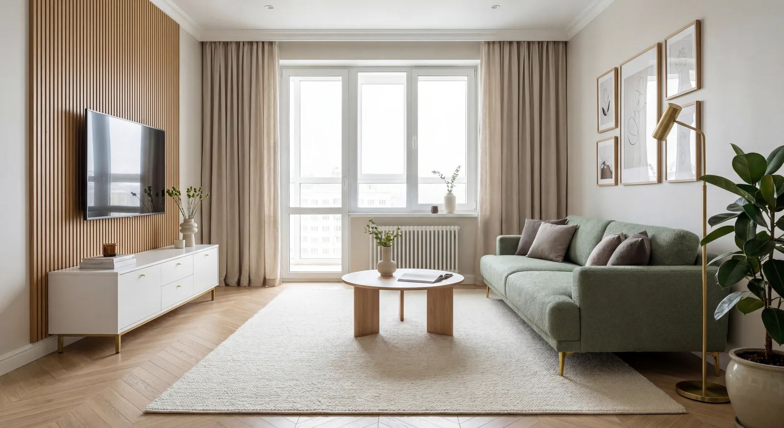 Современная гостиная — 80 м²